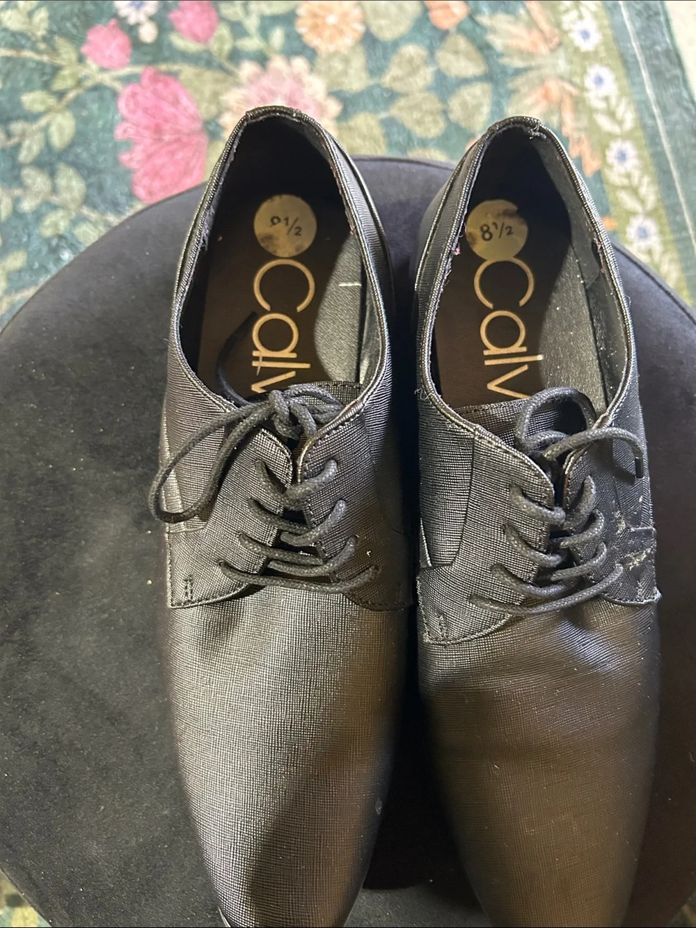 Calvin Klein Men's Black Lace-Up Oxford Dress Shoes